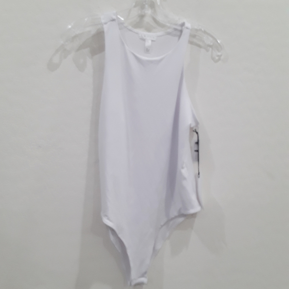 🆕️ Leith High Neck Sleeveless Bodysuit Bright White Large